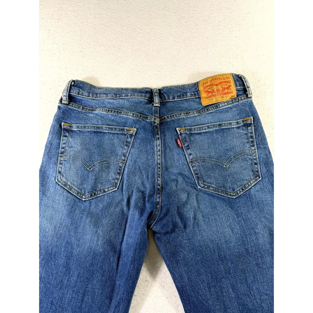 Levi's 511 Jeans Men 34x32 Blue Denim Medium Wash Streetwear Grunge Straight Leg